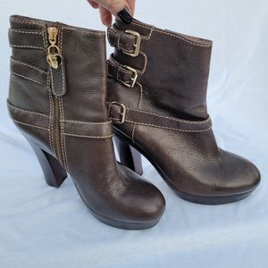 Juicy Couture Serena Leather Ankle Boot Platform High Heels Size 9 pre-owned
